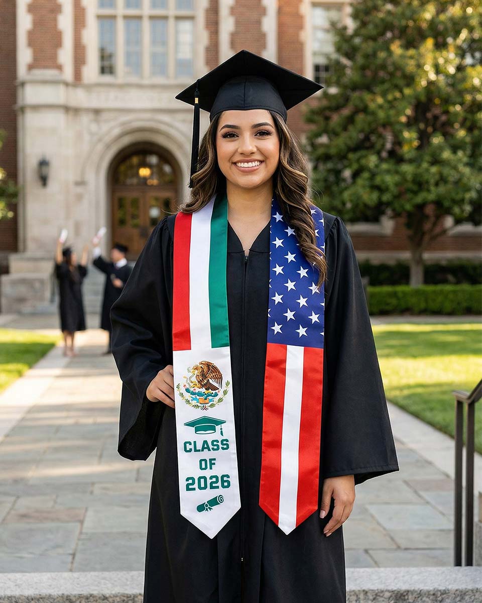 Class of 2026 Printed Flag Graduation Stole 72" - 8 Styles Available