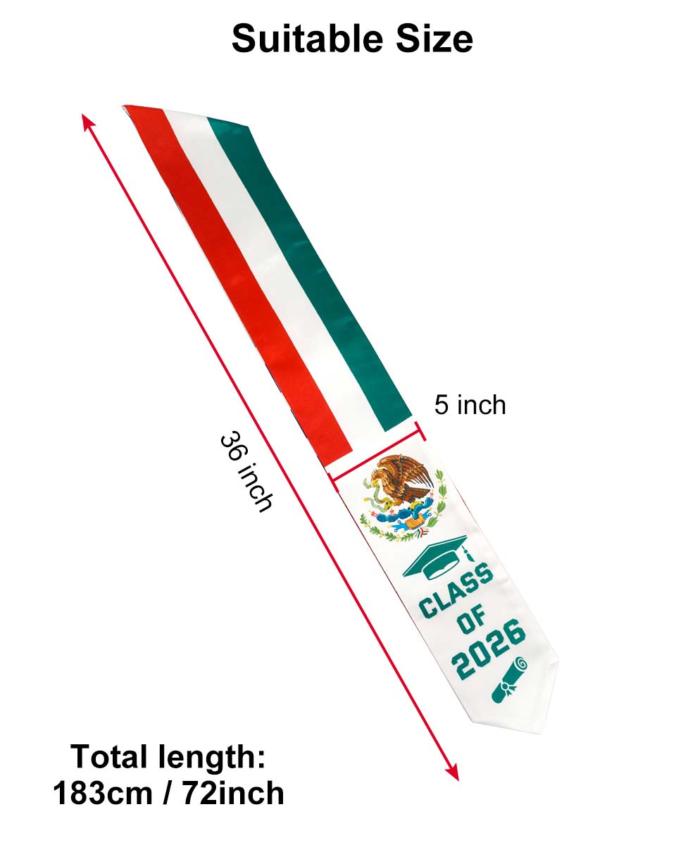 Class of 2026 Printed Flag Graduation Stole 72" - 8 Styles Available