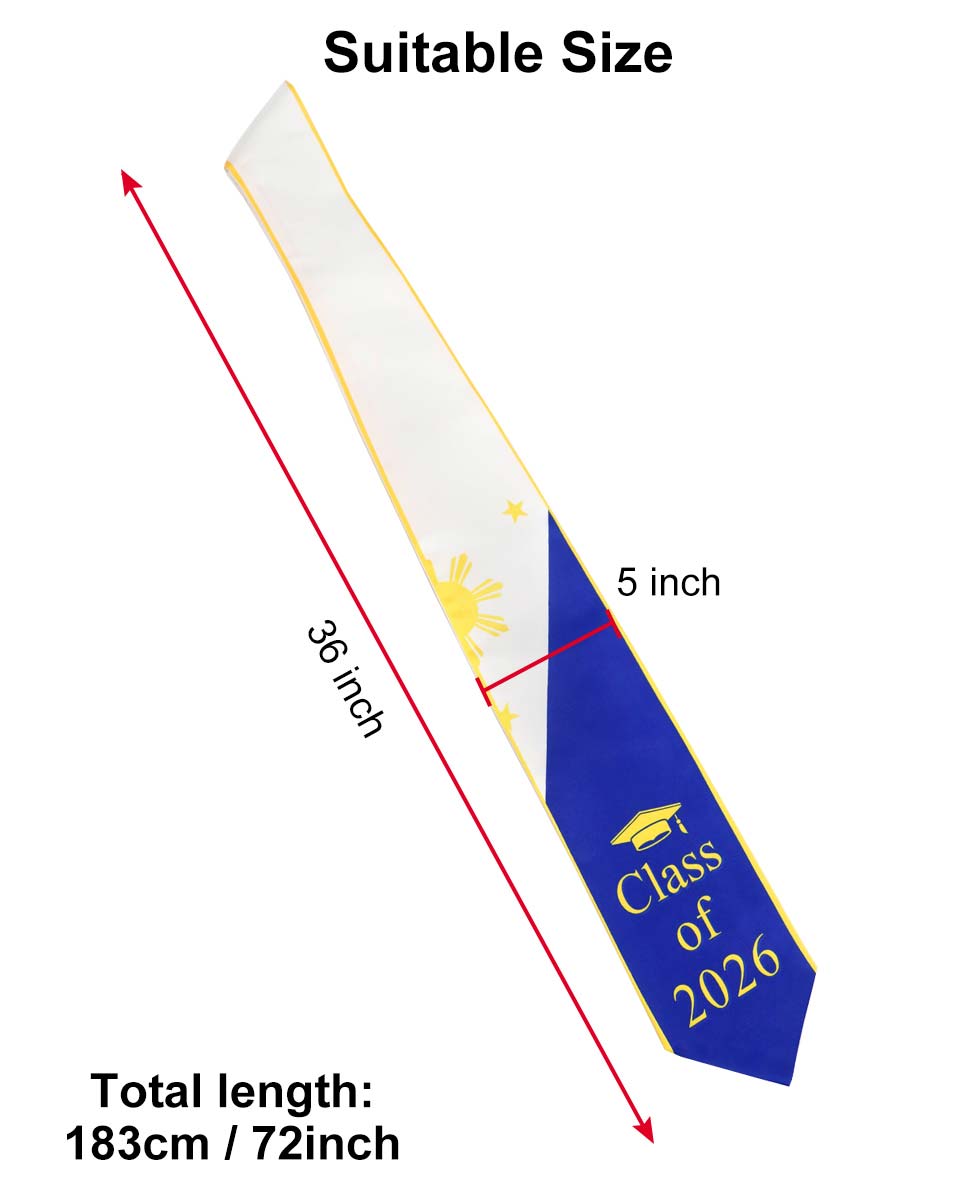 Class of 2026 Printed Flag Graduation Stole 72" - 8 Styles Available