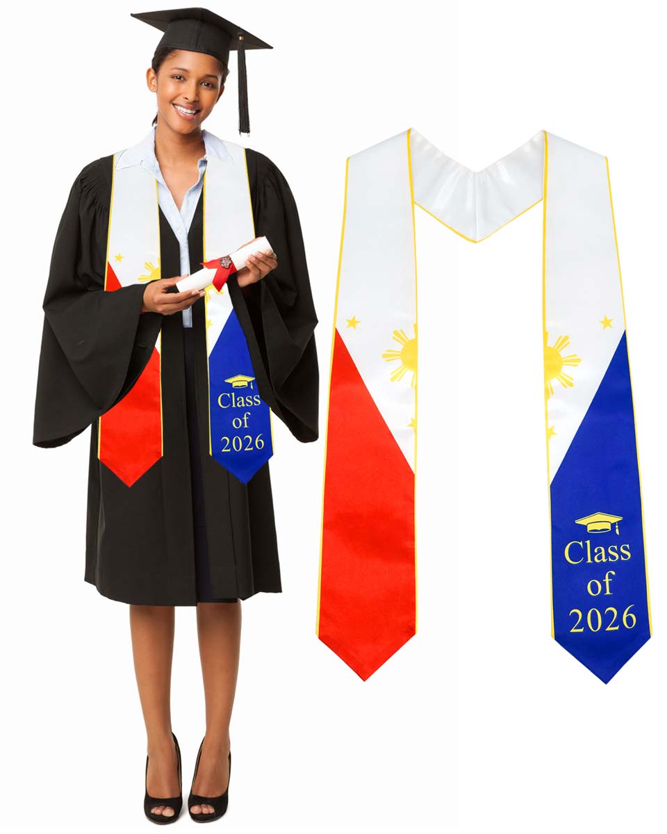 Class of 2026 Printed Flag Graduation Stole 72" - 8 Styles Available