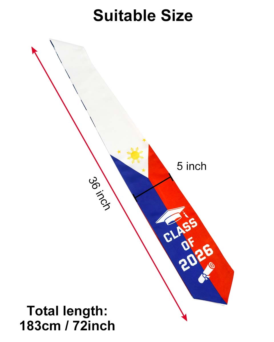 Class of 2026 Printed Flag Graduation Stole 72" - 8 Styles Available