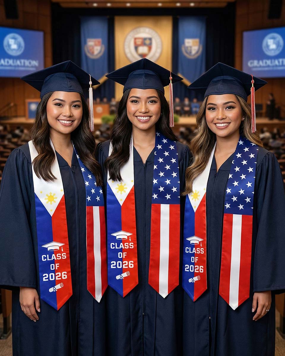 Class of 2026 Printed Flag Graduation Stole 72" - 8 Styles Available