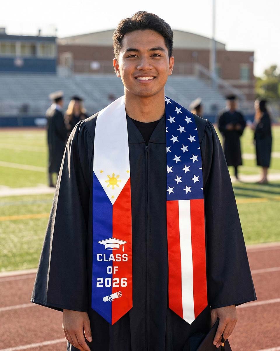 Class of 2026 Printed Flag Graduation Stole 72" - 8 Styles Available