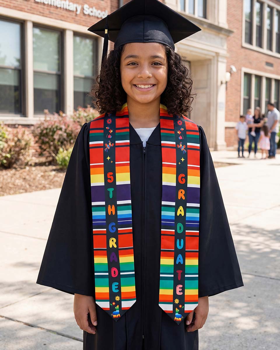 Mexico Graduation Printed Stole for 5th Grade Graduates