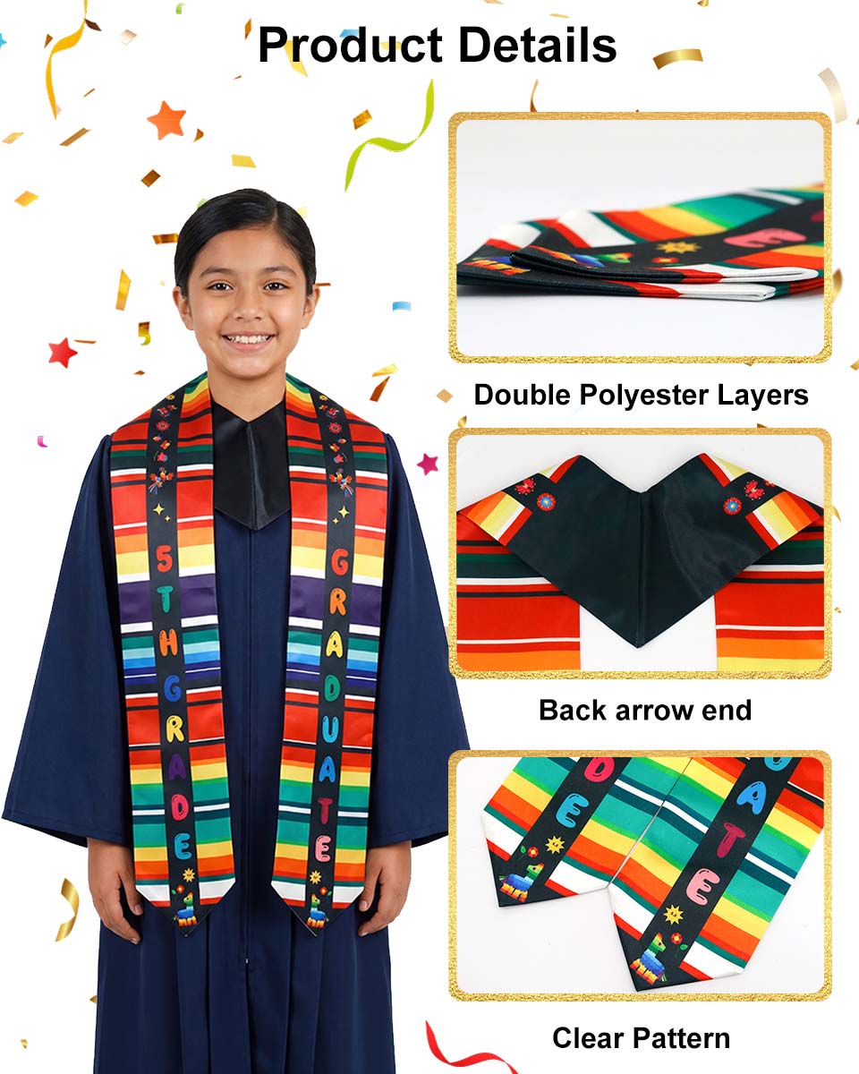 Mexico Graduation Printed Stole for 5th Grade Graduates