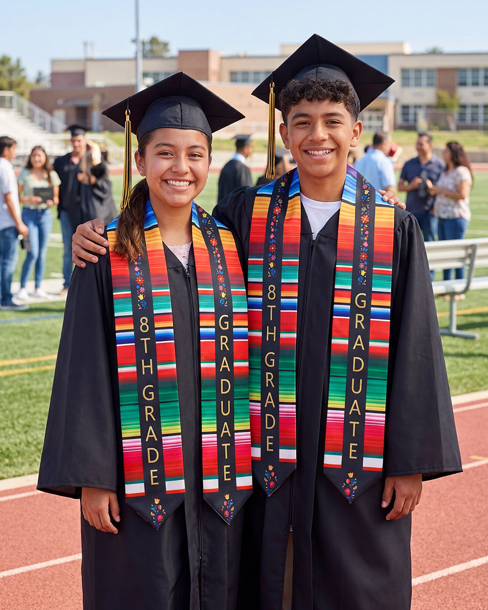 Mexico Graduation Printed Stole for 8th Grade Graduates