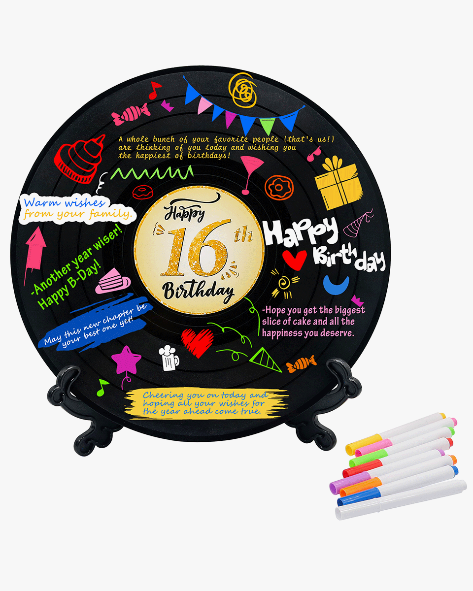 Vinyl Record Sign Poster Guest Book with Pens & Stickers - 3 Styles Available