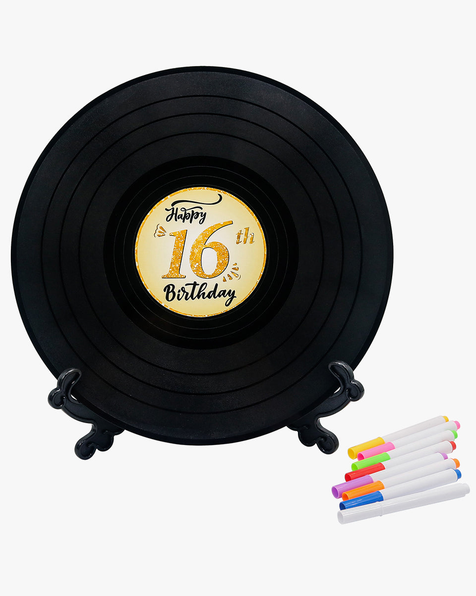 Vinyl Record Sign Poster Guest Book with Pens & Stickers - 3 Styles Available