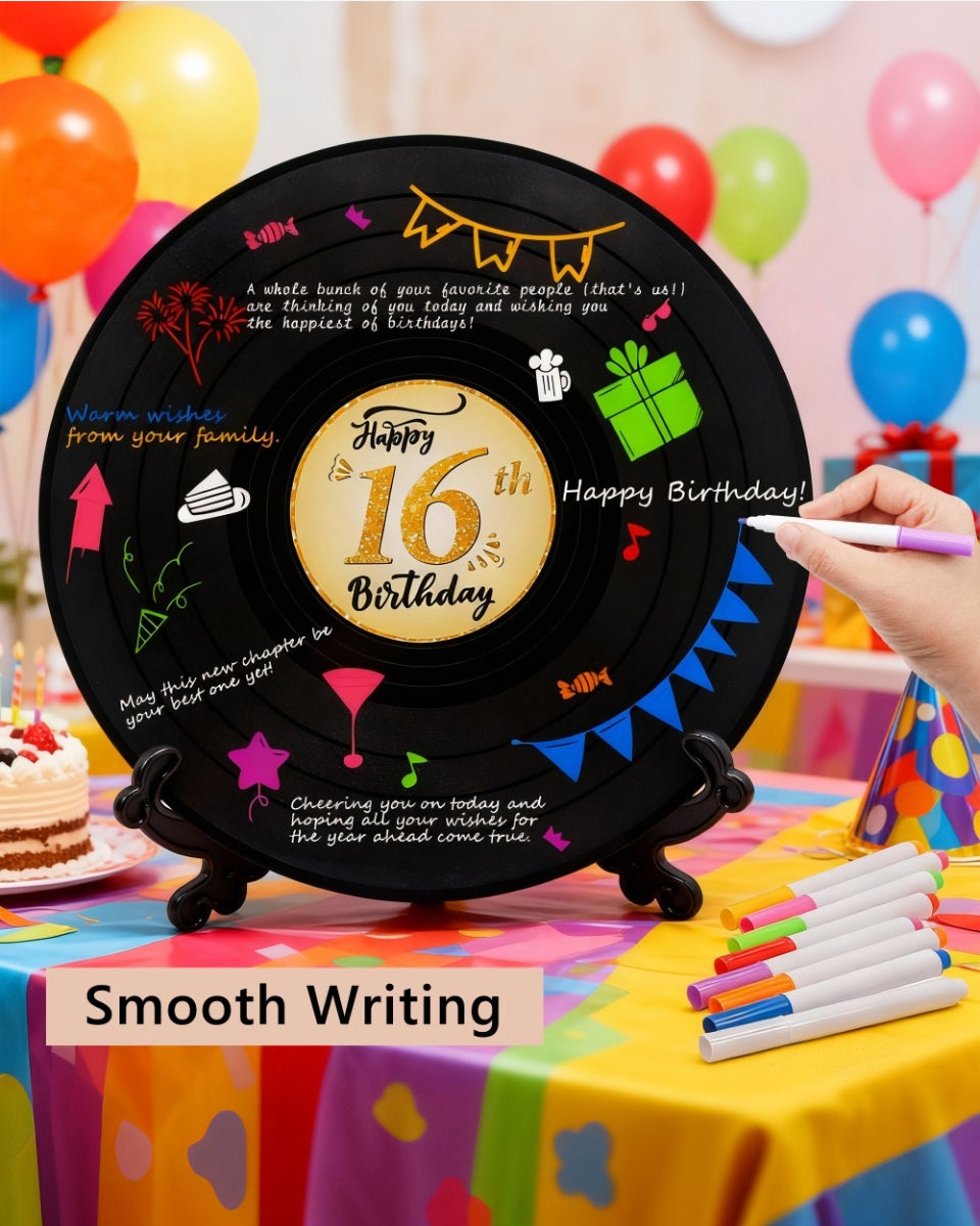 Vinyl Record Sign Poster Guest Book with Pens & Stickers - 3 Styles Available