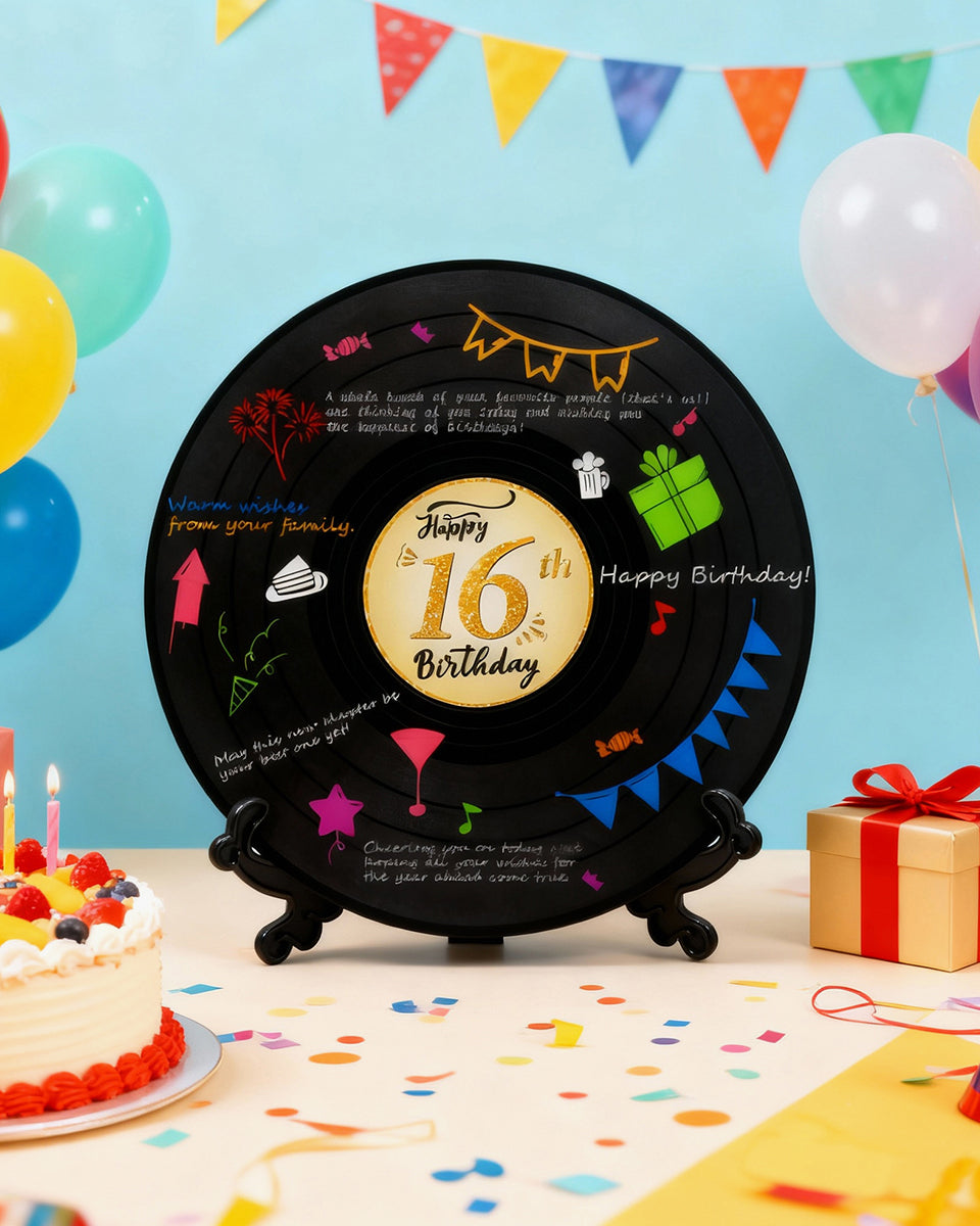 Vinyl Record Sign Poster Guest Book with Pens & Stickers - 3 Styles Available