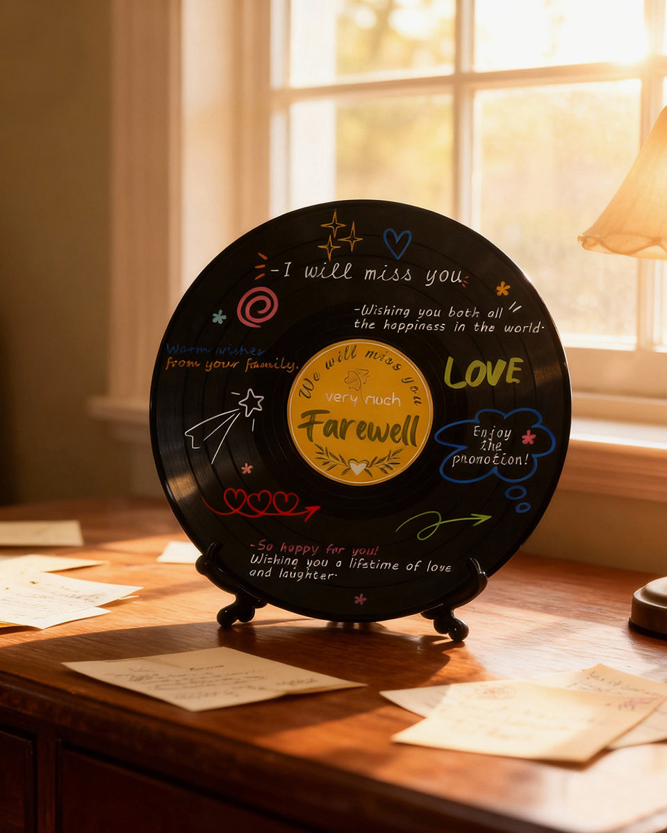 Vinyl Record Sign Poster Guest Book with Pens & Stickers - 3 Styles Available