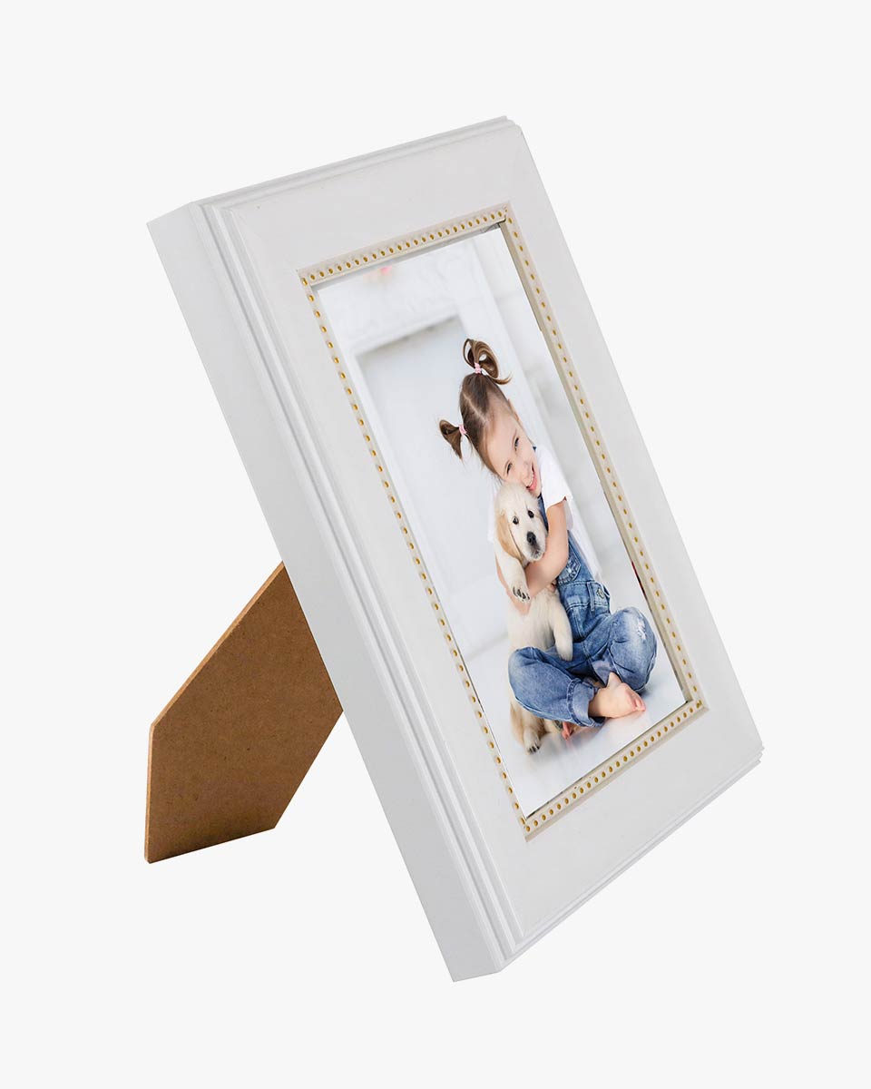 White Picture Frame,Photo Display with Gold Beading,pack of 2 - 3 Sizes Available