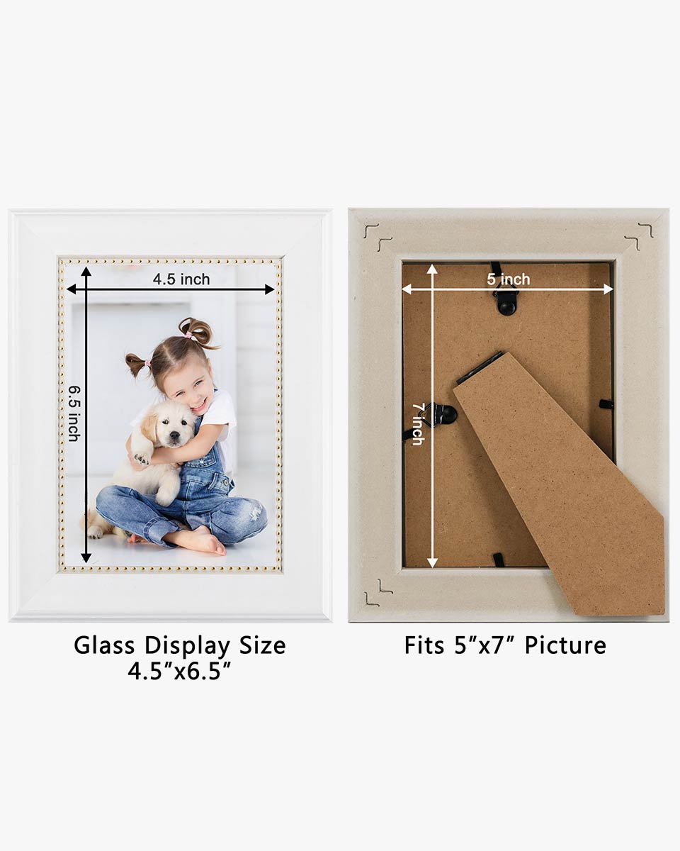 White Picture Frame,Photo Display with Gold Beading,pack of 2 - 3 Sizes Available