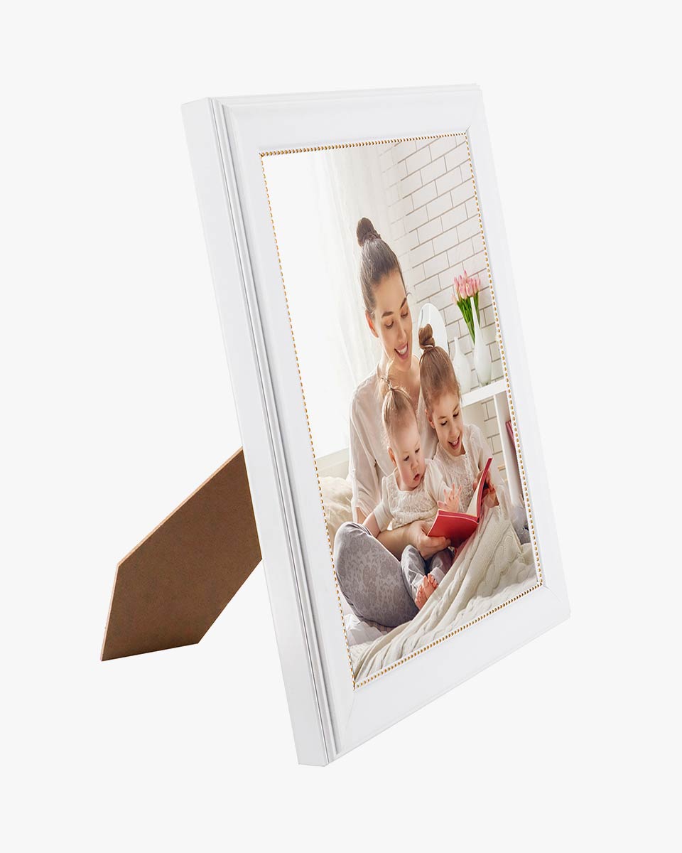 White Picture Frame,Photo Display with Gold Beading,pack of 2 - 3 Sizes Available