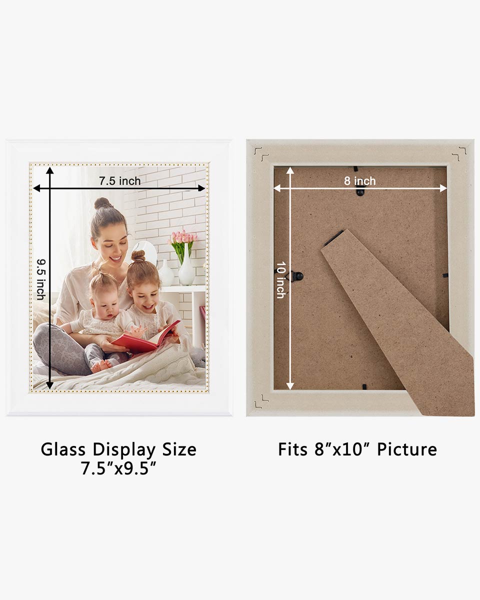 White Picture Frame,Photo Display with Gold Beading,pack of 2 - 3 Sizes Available