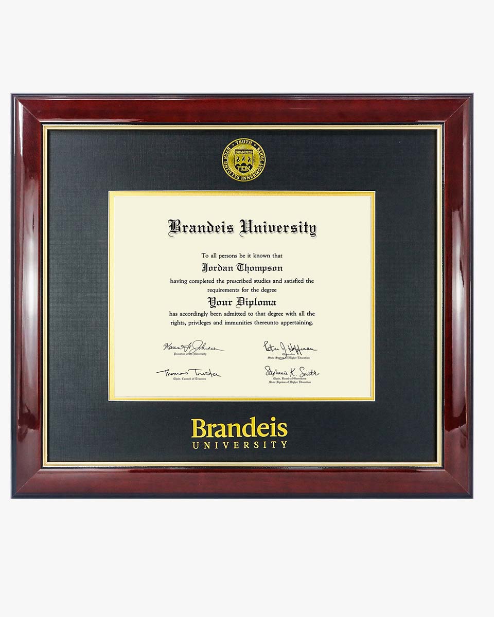 Deluxe Wooded Certificate Frame with Gold Foiled Logo - Various Universities & Sizes Available