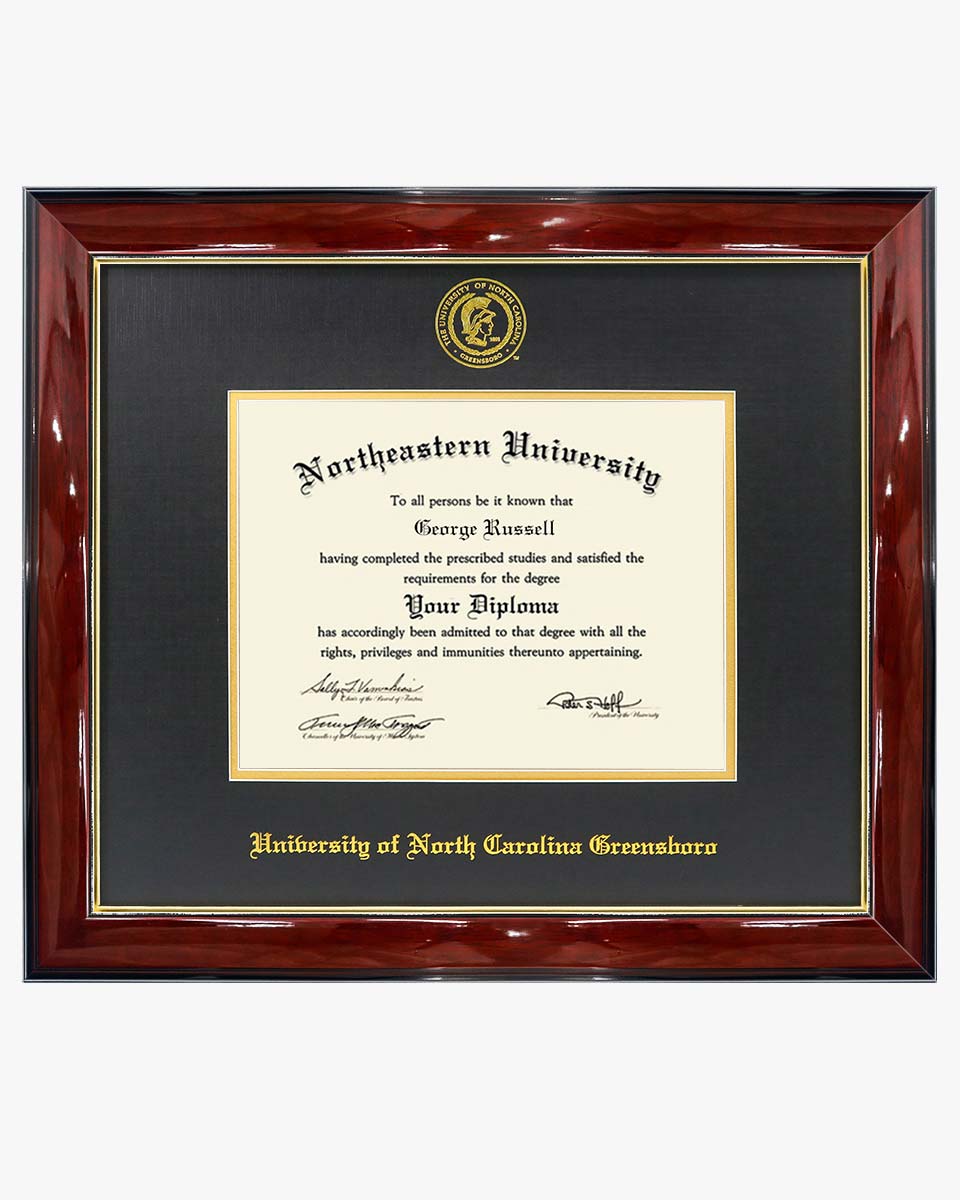 Deluxe Wooded Certificate Frame with Gold Foiled Logo - Various Universities & Sizes Available