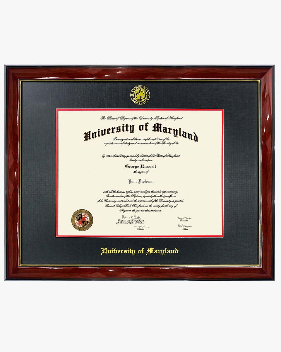 Deluxe Wooded Certificate Frame with Gold Foiled Logo - Various Universities & Sizes Available