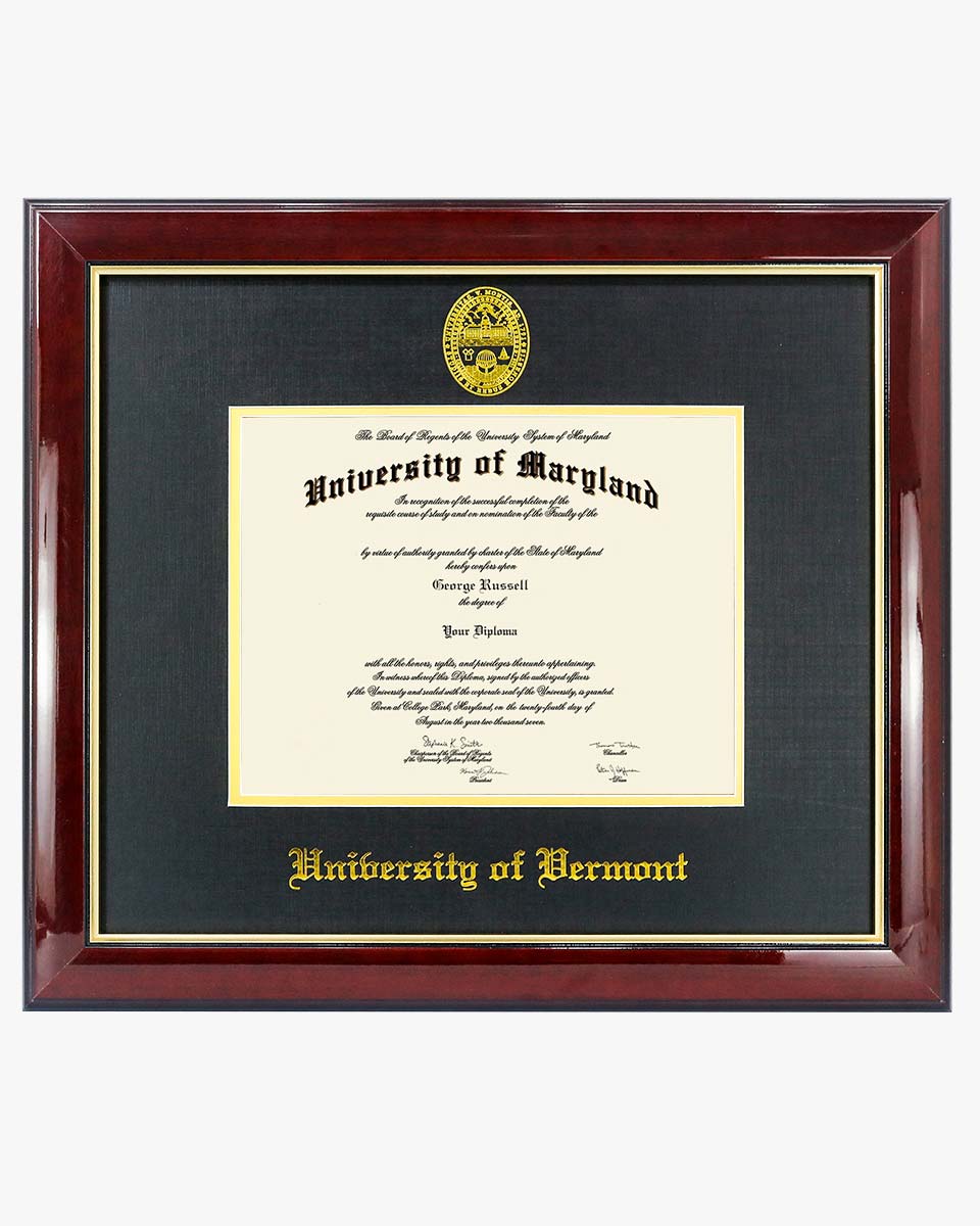 Deluxe Wooded Certificate Frame with Gold Foiled Logo - Various Universities & Sizes Available