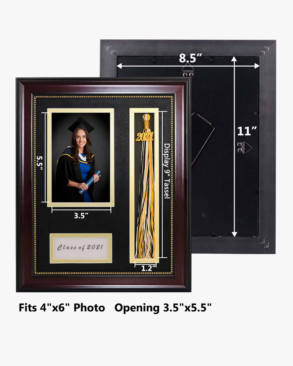 Graduation Shadow Box Frame for Photo with Tassel Insert - 3 Sizes Available