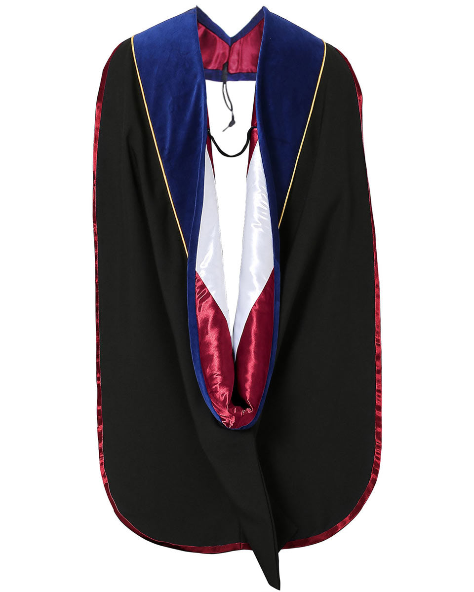 Deluxe Doctoral Hood with Gold Piping - 10 Color Combinations Available