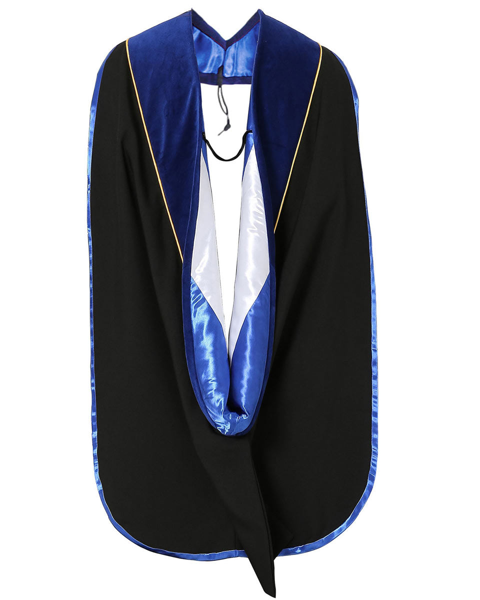 Deluxe Doctoral Hood with Gold Piping - 10 Color Combinations Available