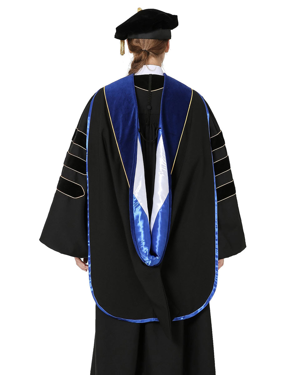 Deluxe Doctoral Hood with Gold Piping - 10 Color Combinations Available