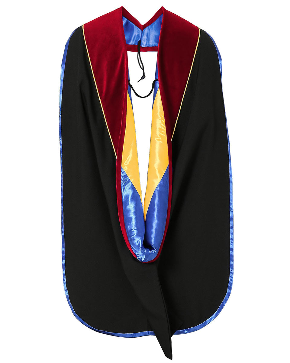 Deluxe Doctoral Hood with Gold Piping - 10 Color Combinations Available