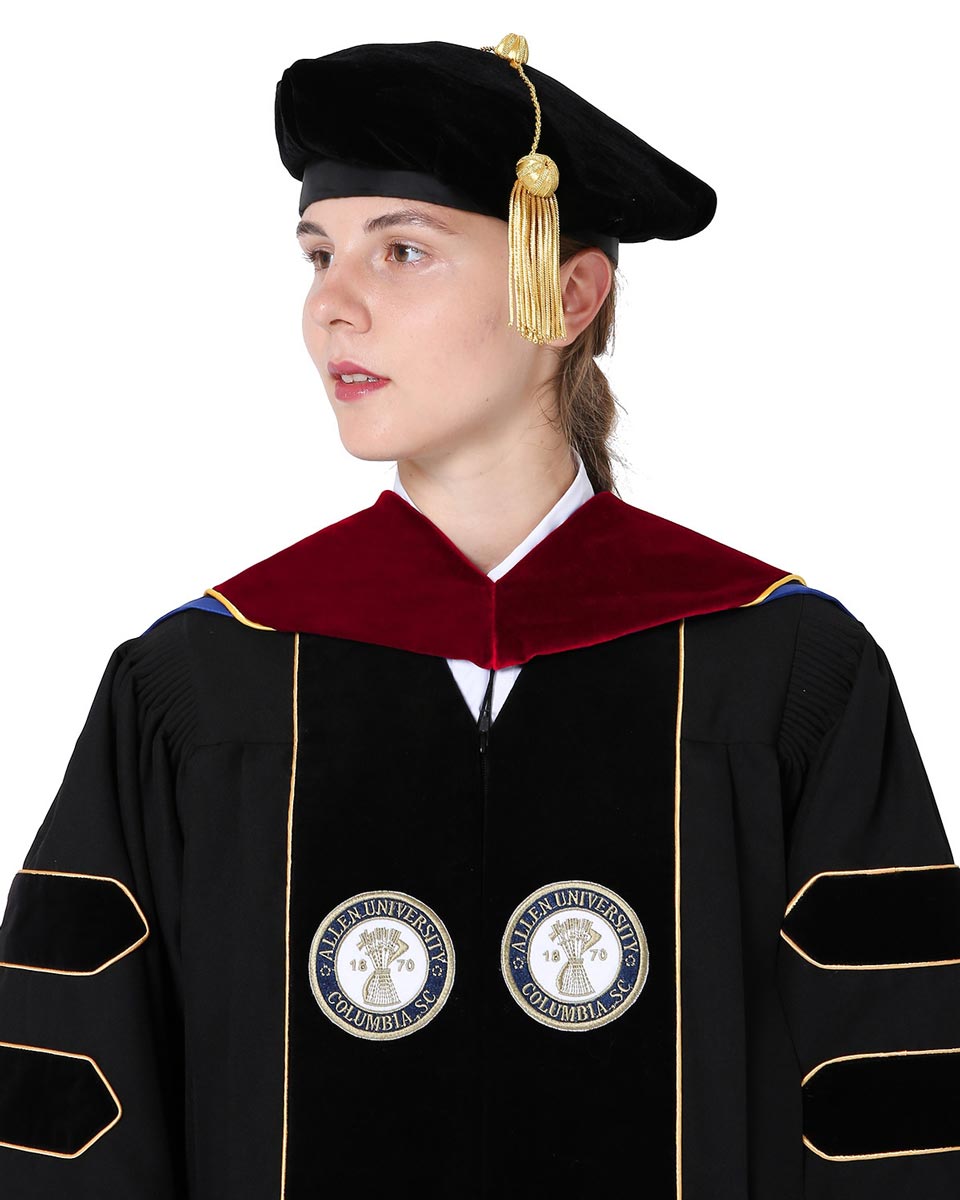 Deluxe Doctoral Hood with Gold Piping - 10 Color Combinations Available