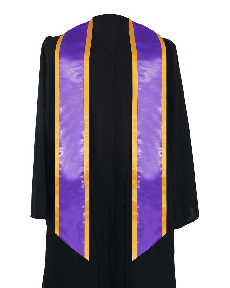 Graduation Stole Angled End With Trim - 11 Colors Available