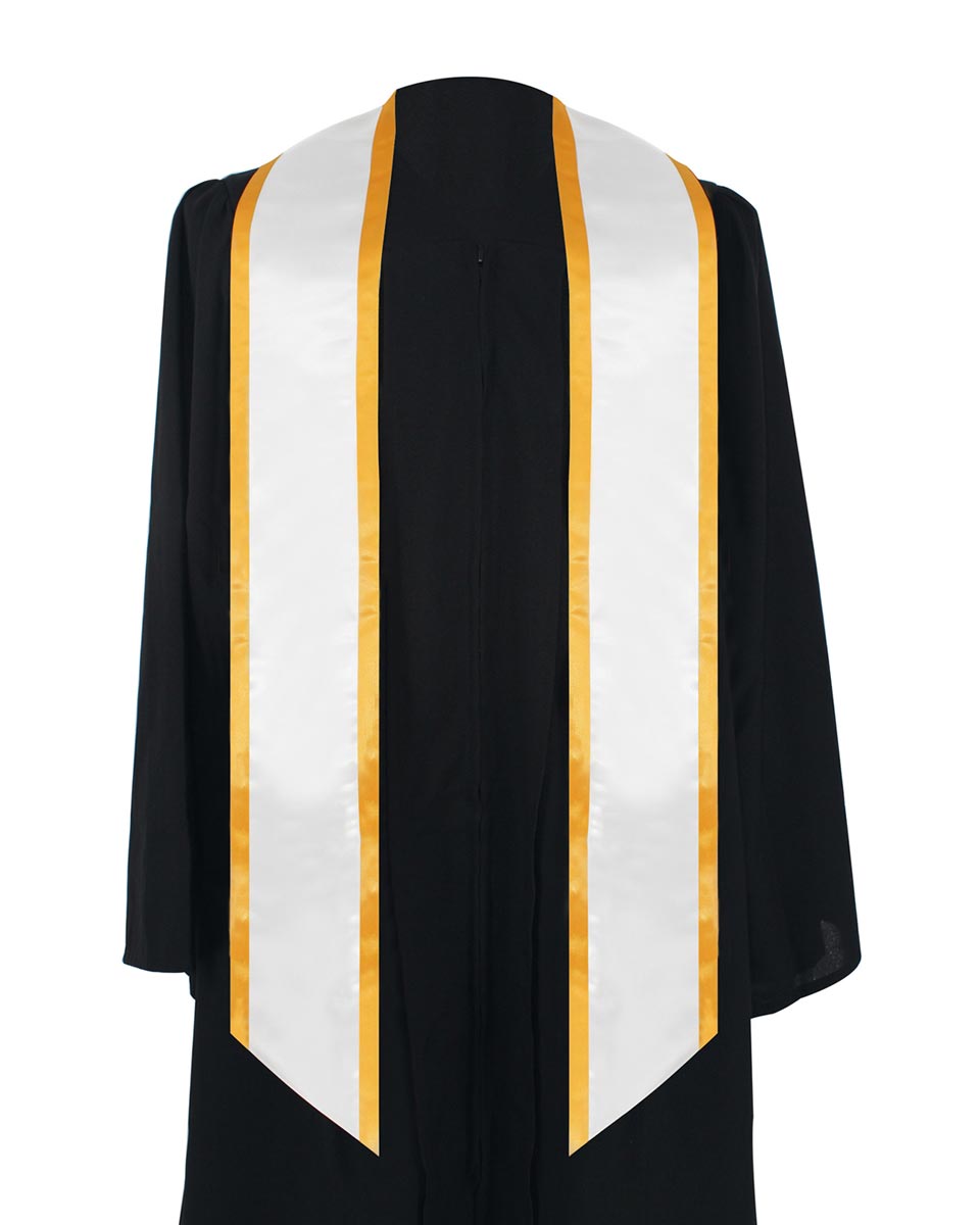 Graduation Stole Angled End With Trim - 11 Colors Available