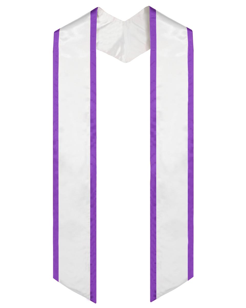 Graduation Stole Angled End With Trim - 11 Colors Available