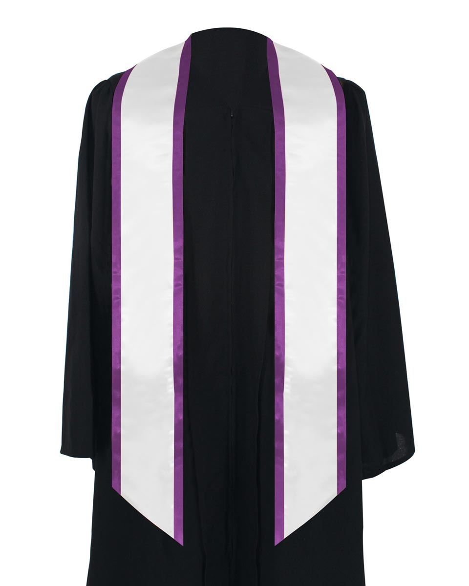 Graduation Stole Angled End With Trim - 11 Colors Available