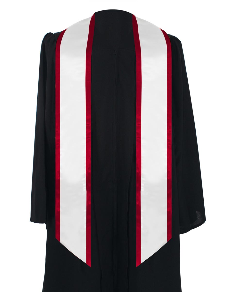 Graduation Stole Angled End With Trim - 11 Colors Available