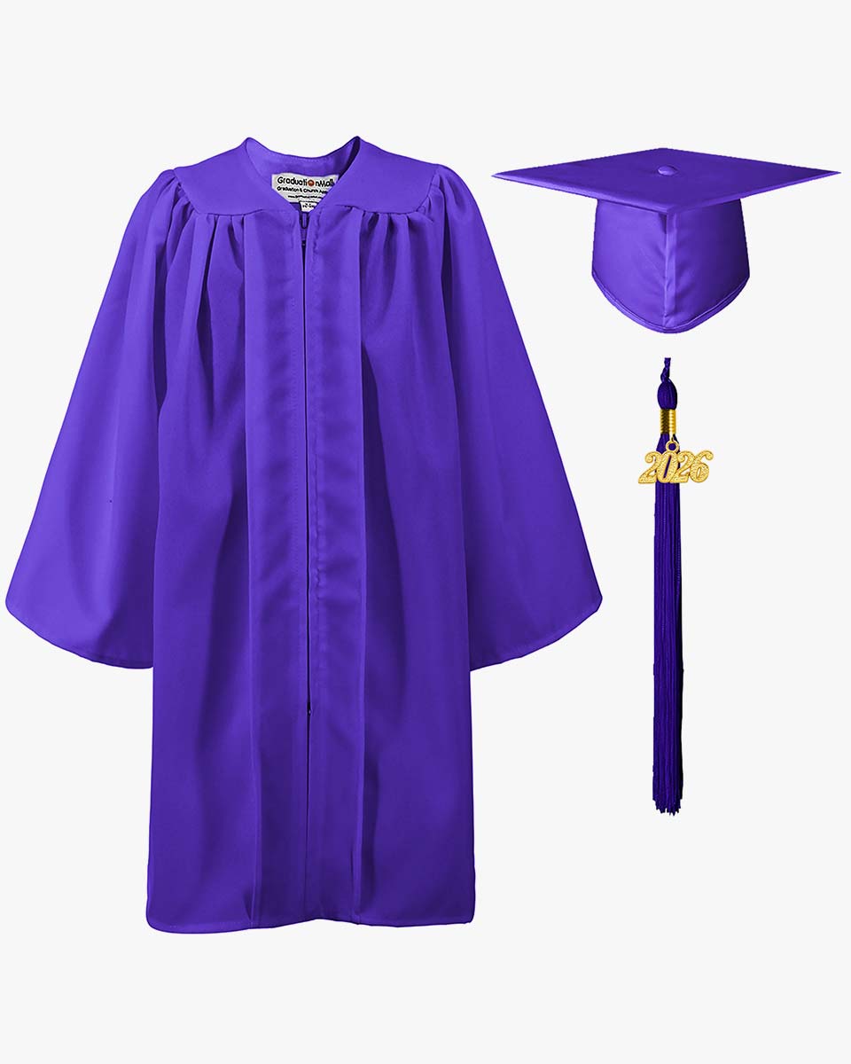 Matte Kindergarten Graduation Cap, Gown, Stole & Diploma Package