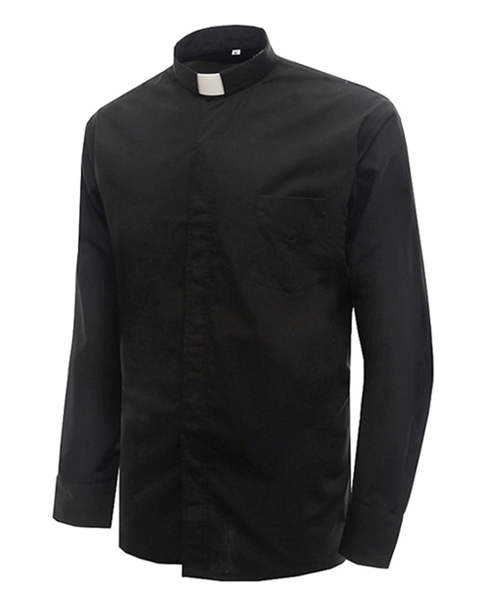 Men's Long-sleeved Tab Collar Clergy Shirt for Halloween Costumes