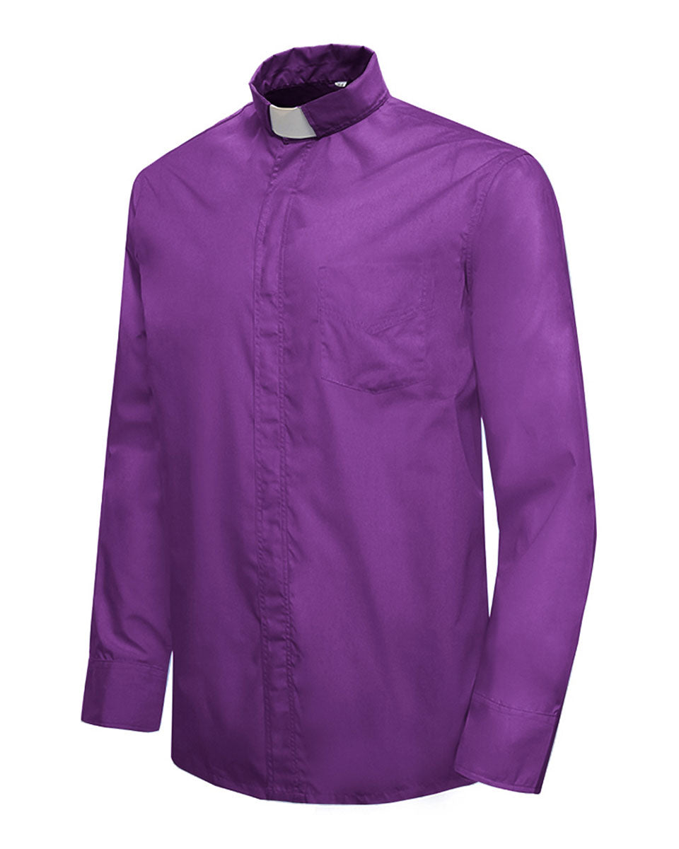 Men's Long-sleeved Tab Collar Clergy Shirt for Halloween Costumes