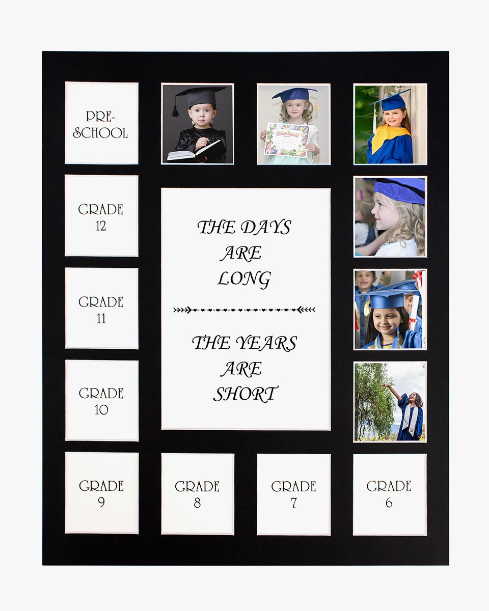 School Years Picture Mat with NO Frame Pre-School & Kindergarten to 12th Grade Displays - 3 Colors Available