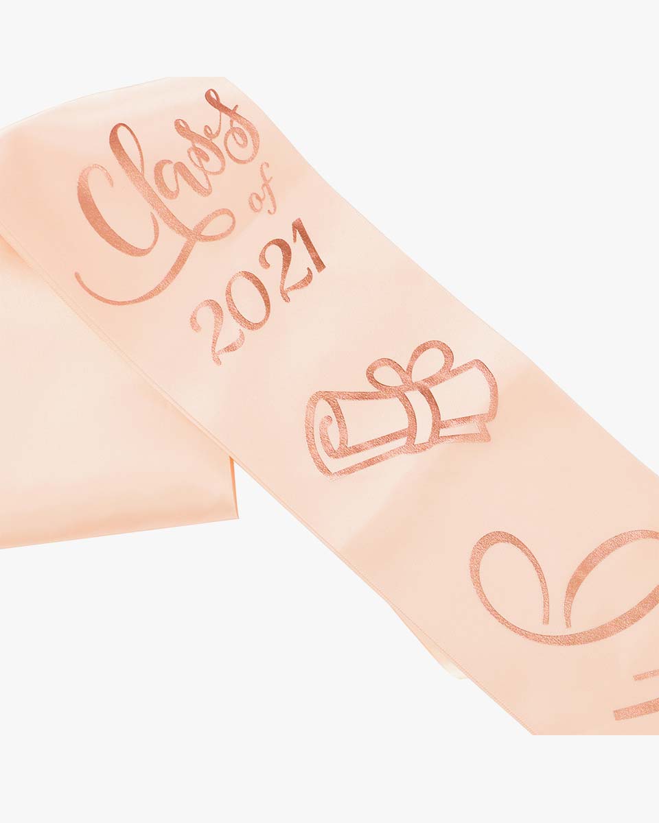 Class of 2022-2021 Graduation Sash with Glitter Letter for Graduation Party-Pink