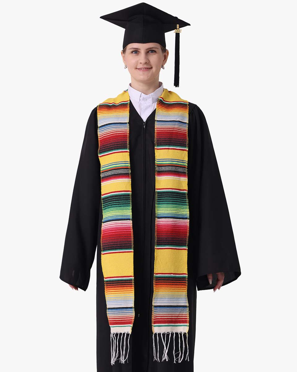 Mexican Serape Graduation Stole with White Tassel - 7 Colors Available