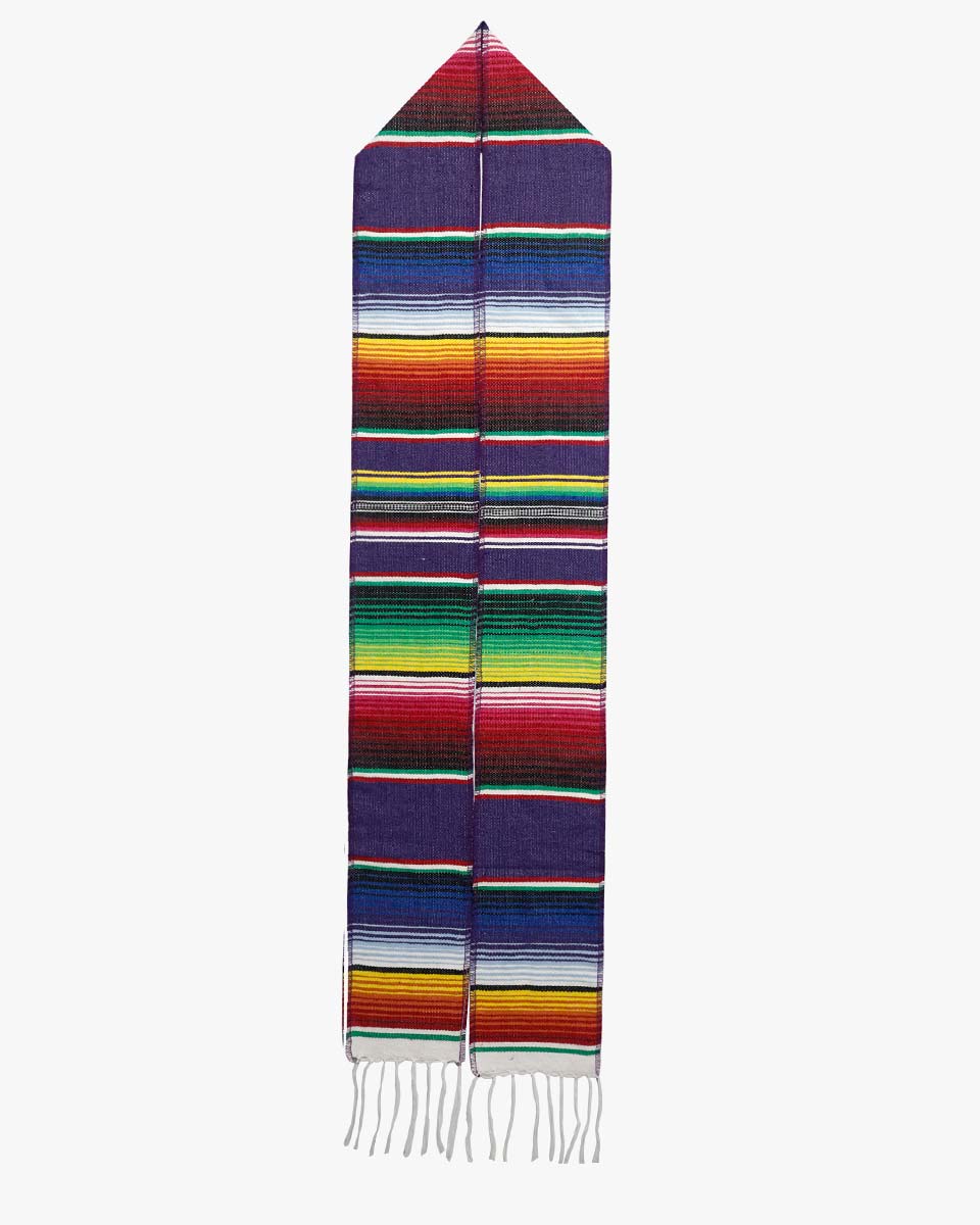 Mexican Serape Graduation Stole with White Tassel - 7 Colors Available