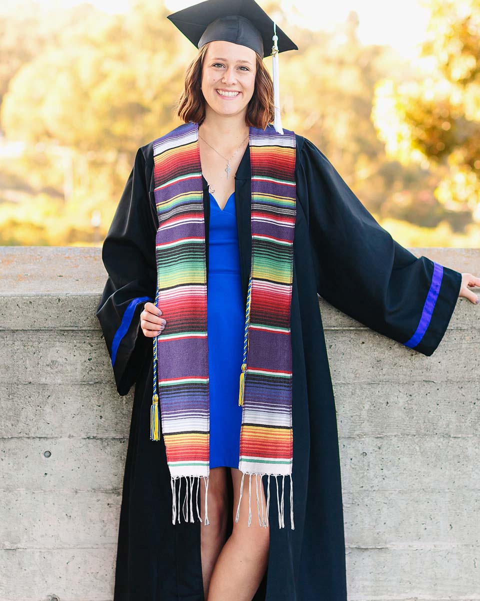 Mexican Serape Graduation Stole with White Tassel - 7 Colors Available