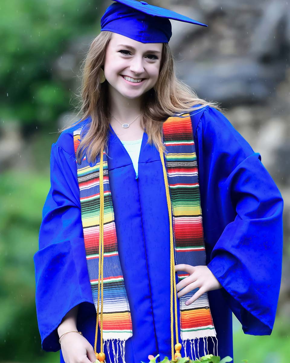 Mexican Serape Graduation Stole with White Tassel - 7 Colors Available