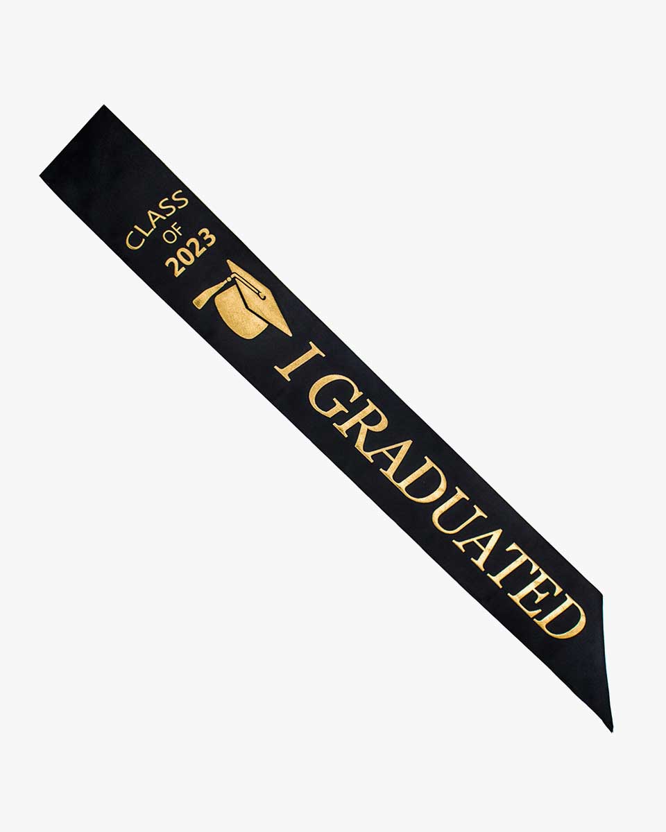 Adult Class of 2023 Graduation Sash - Black-Gold