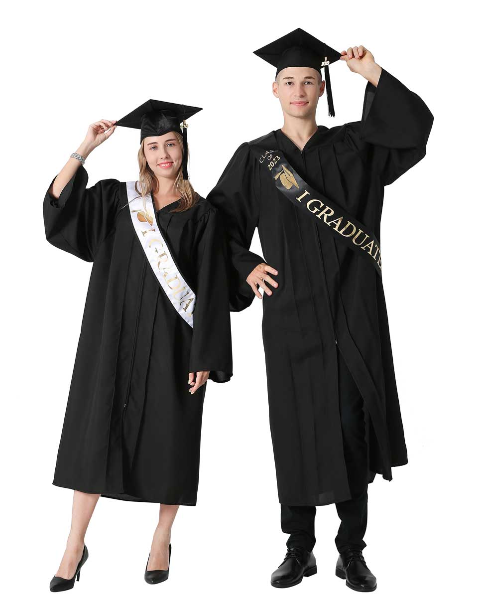 Adult Class of 2023 Graduation Sash - Black-Gold