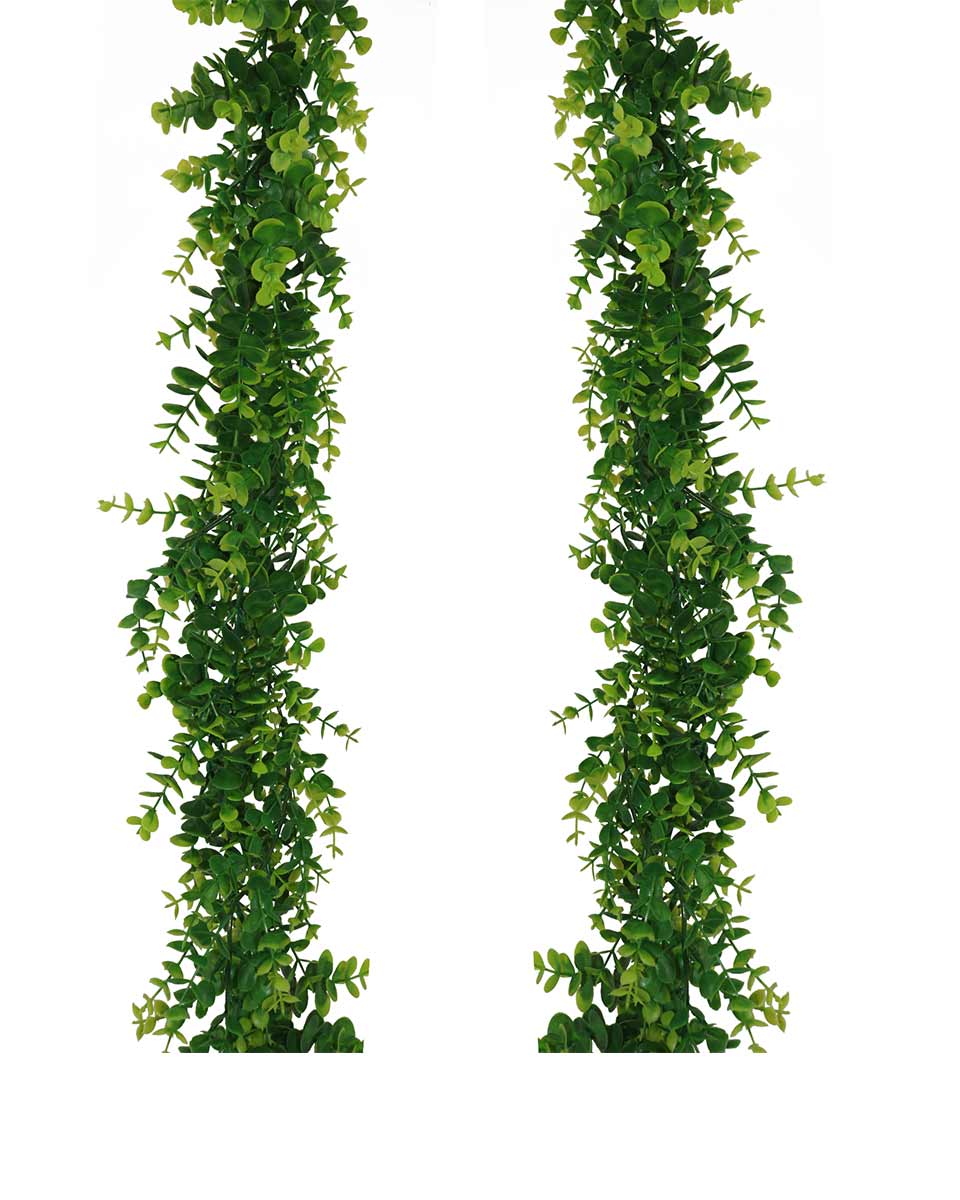 2 Strands of 6 Feet Artificial Eucalyptus Garland for Home Decor and Indoor-Outdoor Party