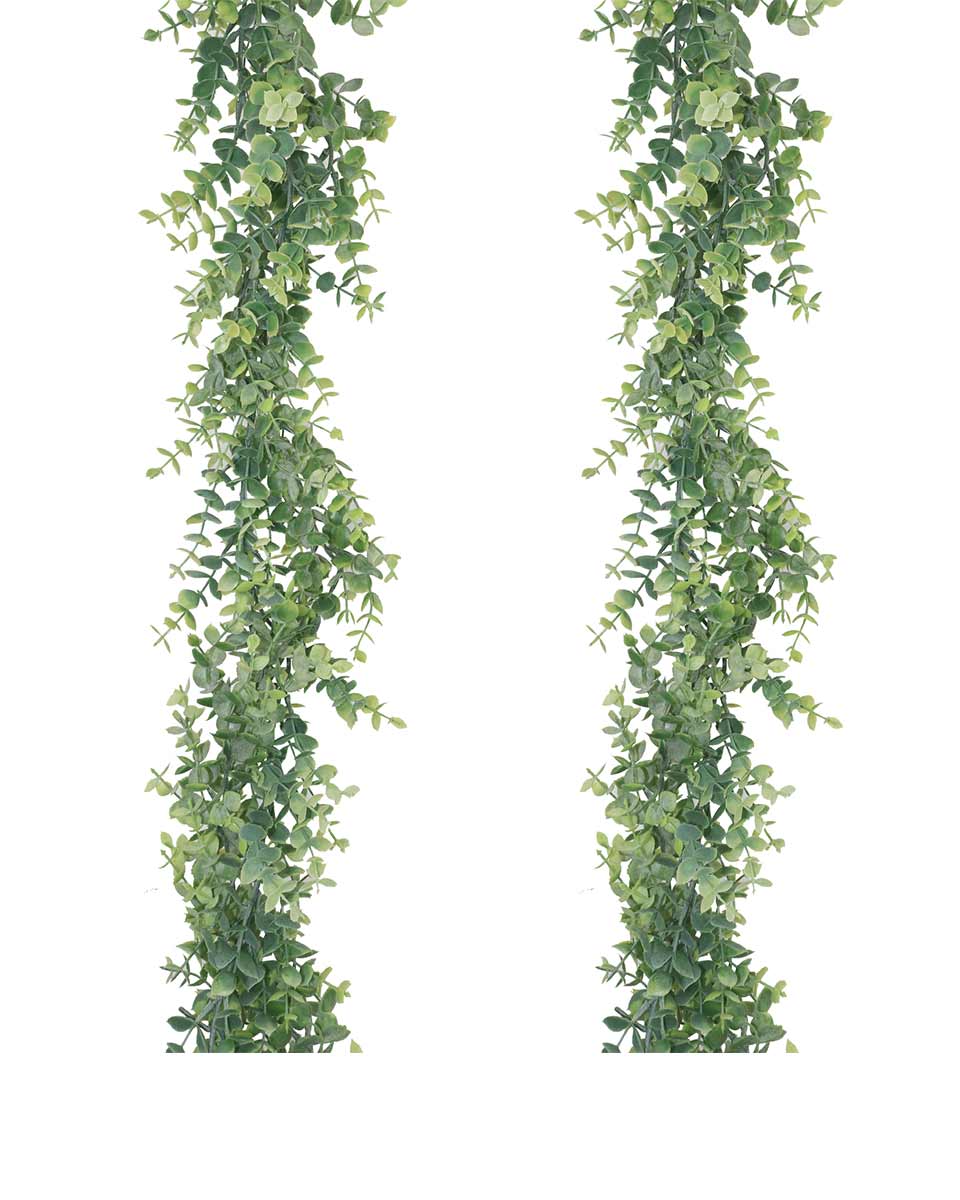 2 Strands of 6 Feet Artificial Eucalyptus Garland for Home Decor and Indoor-Outdoor Party