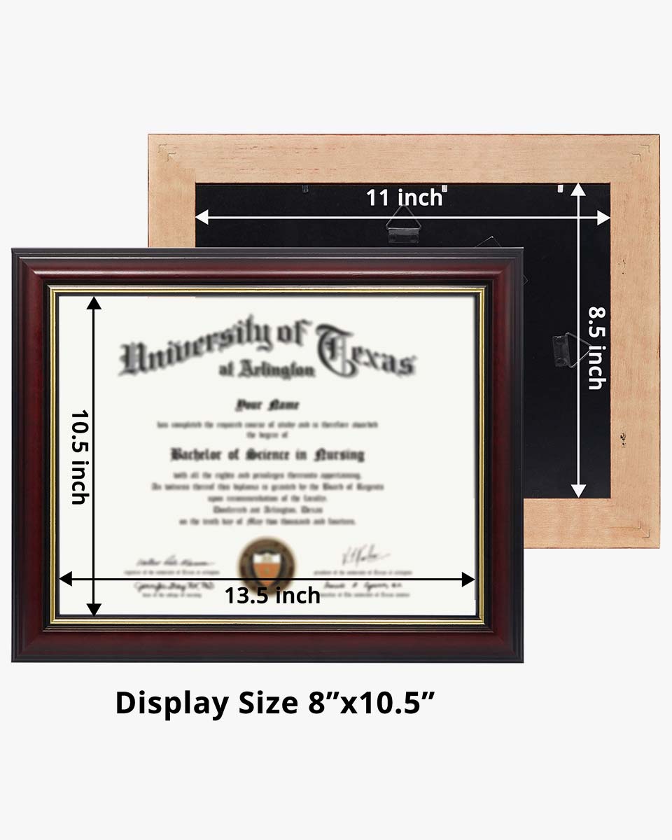 Graduation Certificate Real Wood Frame with Gold Trim 8.5"*11 - 3 Colors Available