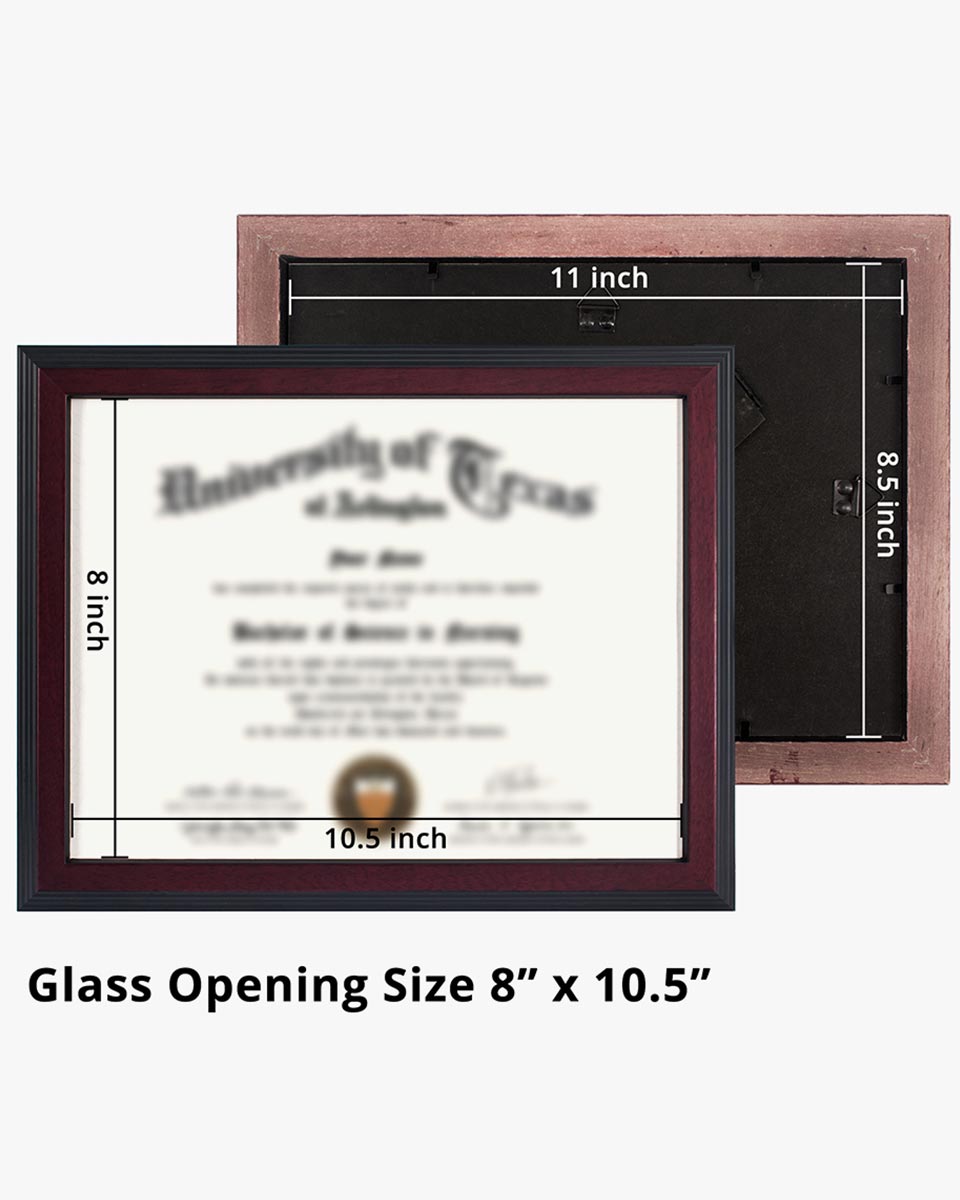 Certificate Document Solid Wood Frame Mahogany with Black Tapering Stepped Edge - 8 1-2'' x 11''