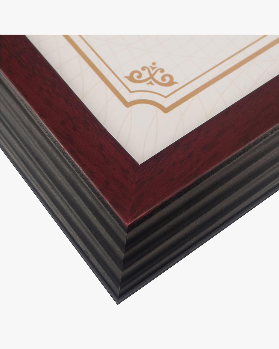 Certificate Document Solid Wood Frame Mahogany with Black Tapering Stepped Edge - 8 1-2'' x 11''